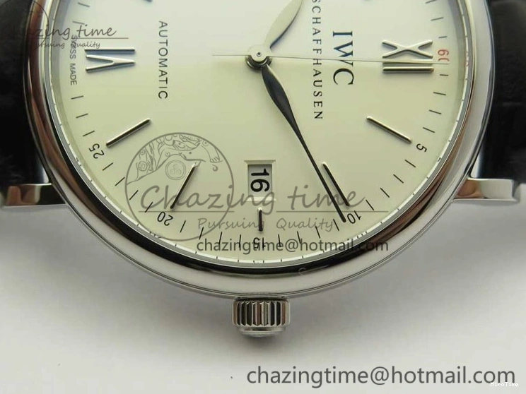 MIROTIME 0419 Portofino Automatic SS FKF 1:1 Best Edition White Dial SS Markers on Black Leather Strap A QuickDry 7138